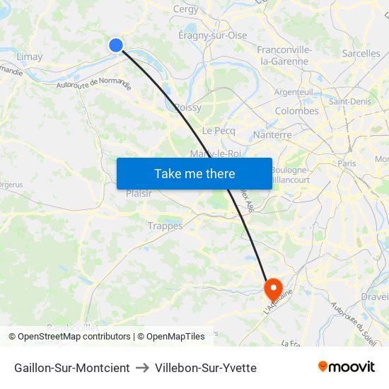 Gaillon-Sur-Montcient to Villebon-Sur-Yvette map