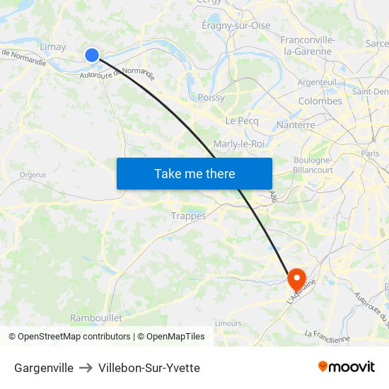 Gargenville to Villebon-Sur-Yvette map