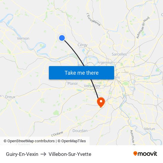 Guiry-En-Vexin to Villebon-Sur-Yvette map