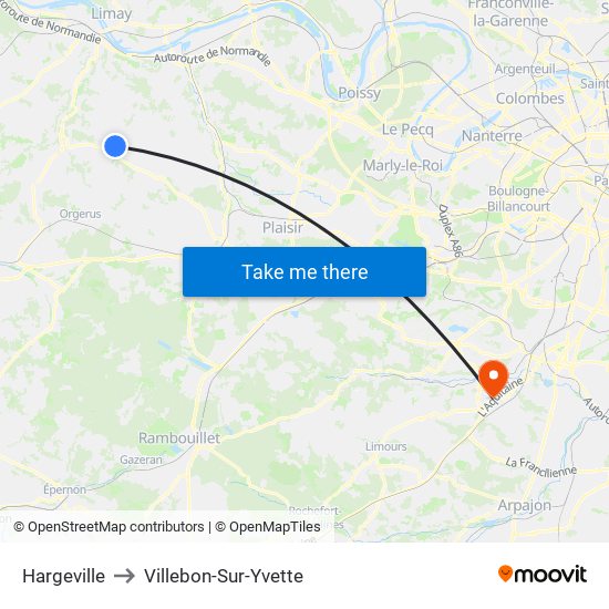 Hargeville to Villebon-Sur-Yvette map