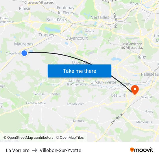 La Verriere to Villebon-Sur-Yvette map
