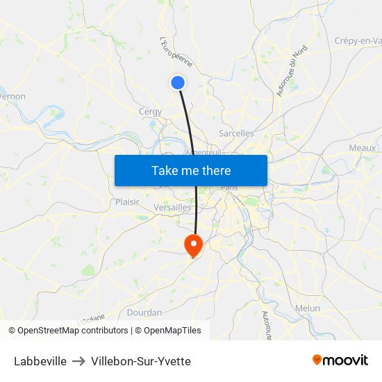 Labbeville to Villebon-Sur-Yvette map