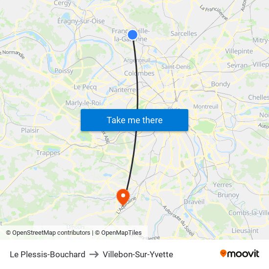 Le Plessis-Bouchard to Villebon-Sur-Yvette map