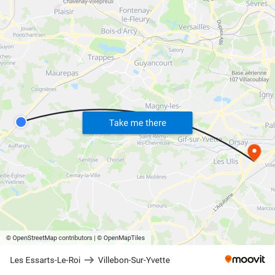 Les Essarts-Le-Roi to Villebon-Sur-Yvette map