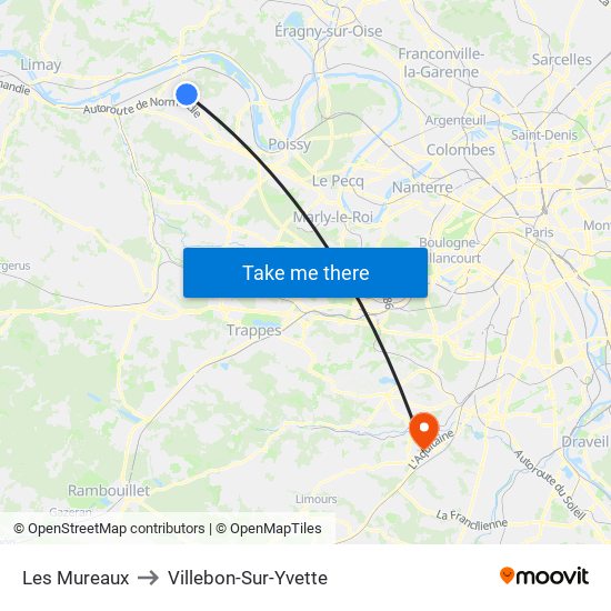 Les Mureaux to Villebon-Sur-Yvette map