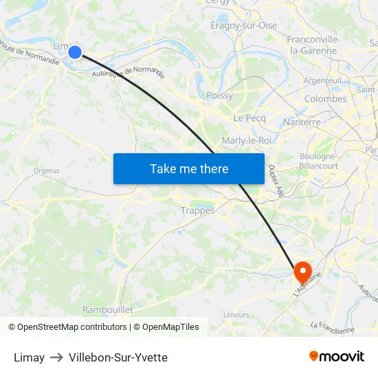 Limay to Villebon-Sur-Yvette map