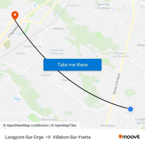Longpont-Sur-Orge to Villebon-Sur-Yvette map