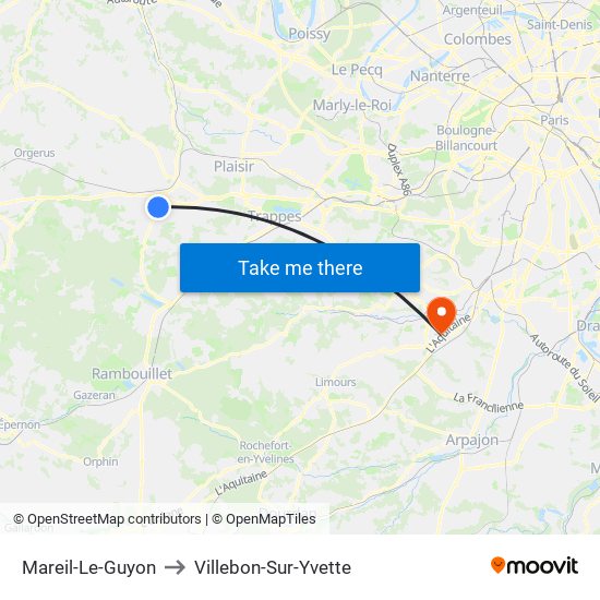 Mareil-Le-Guyon to Villebon-Sur-Yvette map