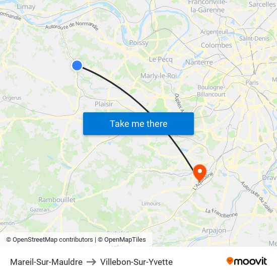 Mareil-Sur-Mauldre to Villebon-Sur-Yvette map