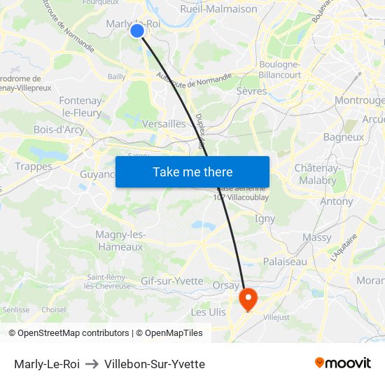 Marly-Le-Roi to Villebon-Sur-Yvette map