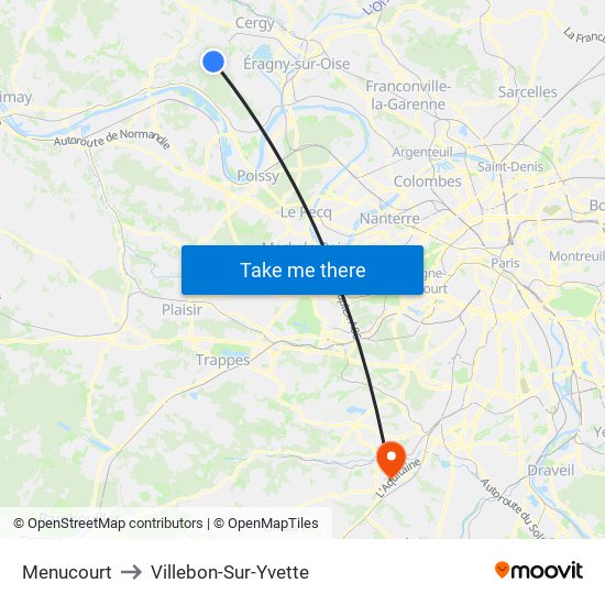 Menucourt to Villebon-Sur-Yvette map