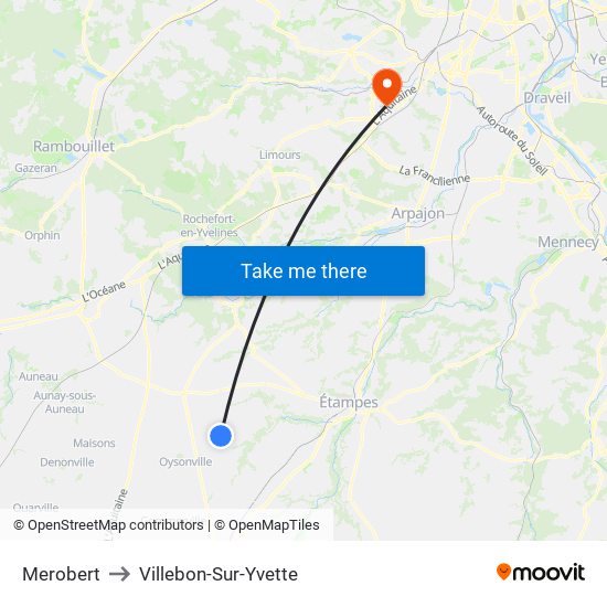 Merobert to Villebon-Sur-Yvette map