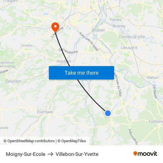 Moigny-Sur-Ecole to Villebon-Sur-Yvette map