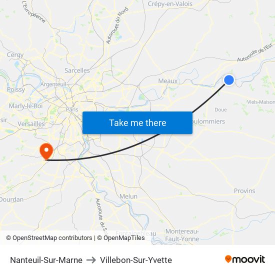 Nanteuil-Sur-Marne to Villebon-Sur-Yvette map