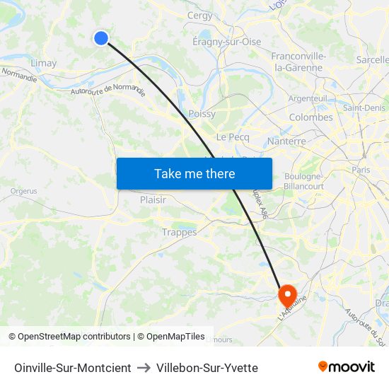 Oinville-Sur-Montcient to Villebon-Sur-Yvette map