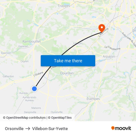 Orsonville to Villebon-Sur-Yvette map