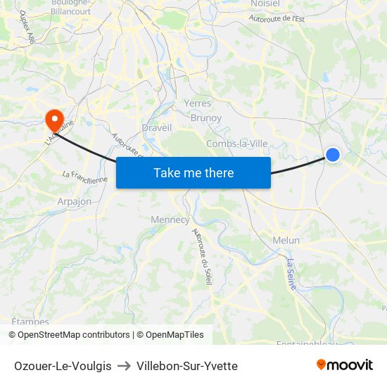 Ozouer-Le-Voulgis to Villebon-Sur-Yvette map