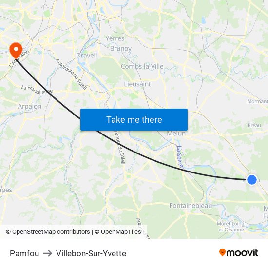 Pamfou to Villebon-Sur-Yvette map