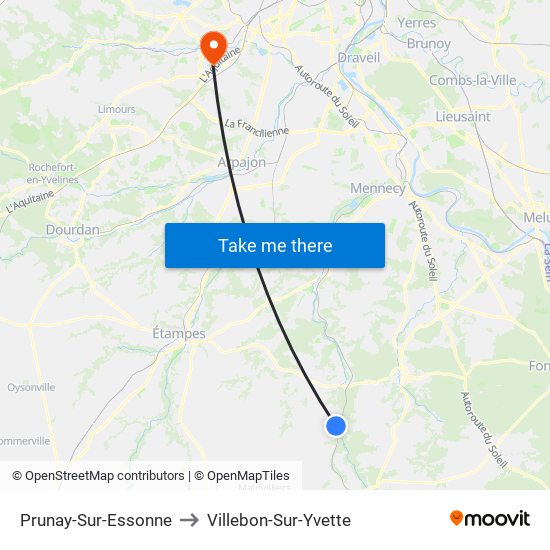 Prunay-Sur-Essonne to Villebon-Sur-Yvette map