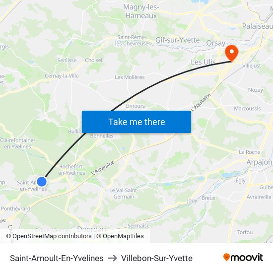 Saint-Arnoult-En-Yvelines to Villebon-Sur-Yvette map