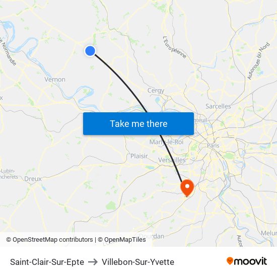 Saint-Clair-Sur-Epte to Villebon-Sur-Yvette map