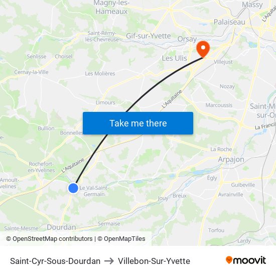 Saint-Cyr-Sous-Dourdan to Villebon-Sur-Yvette map