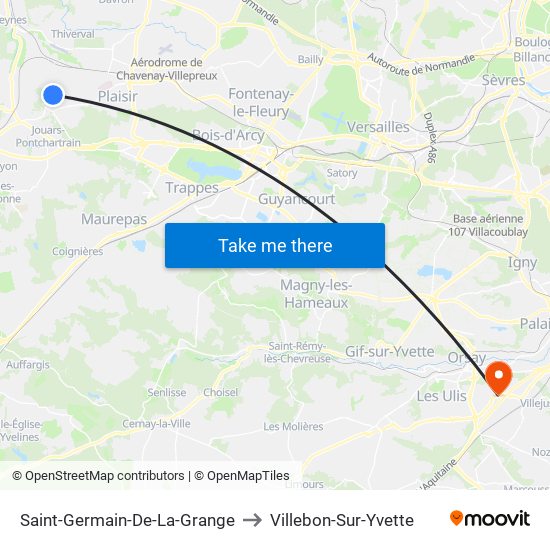 Saint-Germain-De-La-Grange to Villebon-Sur-Yvette map
