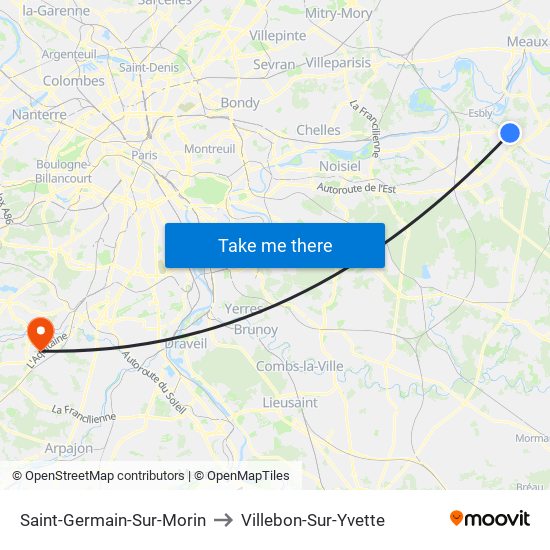 Saint-Germain-Sur-Morin to Villebon-Sur-Yvette map
