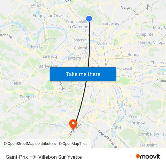 Saint-Prix to Villebon-Sur-Yvette map