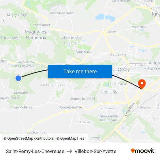 Saint-Remy-Les-Chevreuse to Villebon-Sur-Yvette map