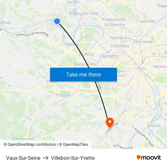 Vaux-Sur-Seine to Villebon-Sur-Yvette map