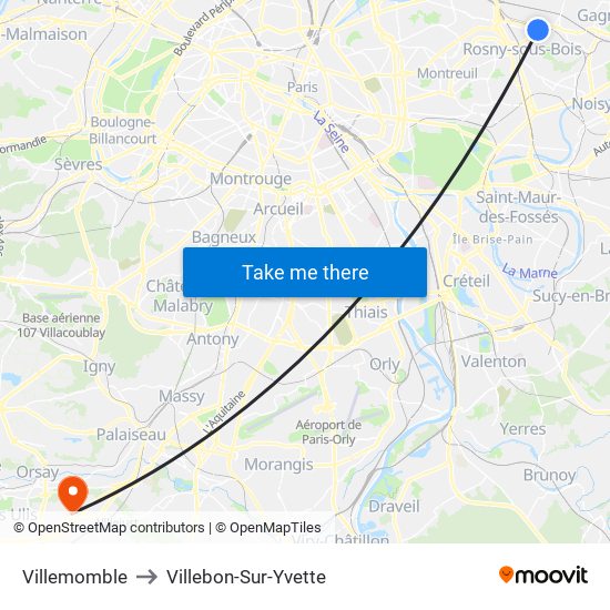 Villemomble to Villebon-Sur-Yvette map