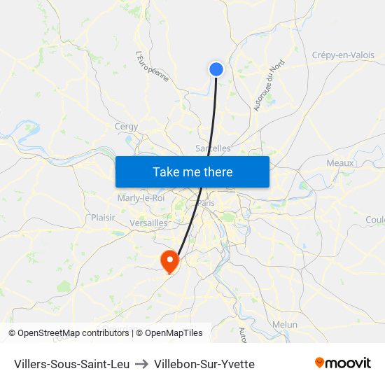 Villers-Sous-Saint-Leu to Villebon-Sur-Yvette map