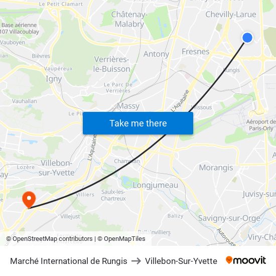 Marché International de Rungis to Villebon-Sur-Yvette map