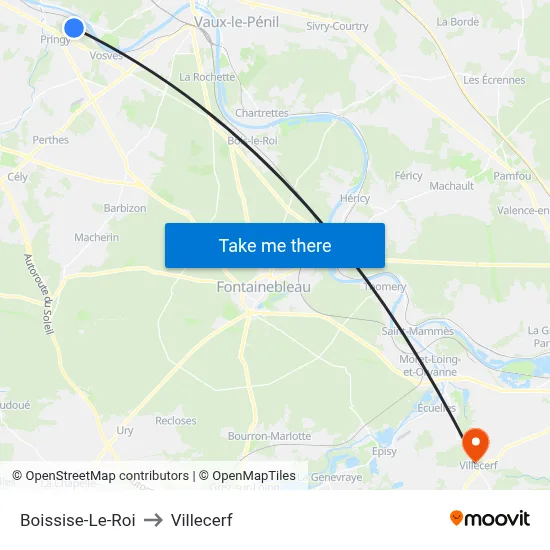 Boissise-Le-Roi to Villecerf map