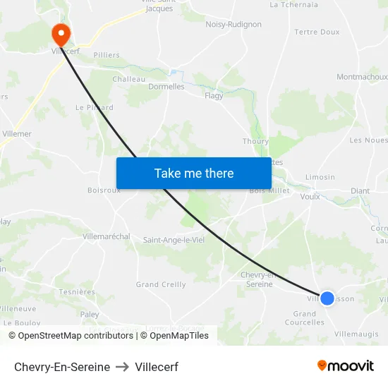 Chevry-En-Sereine to Villecerf map