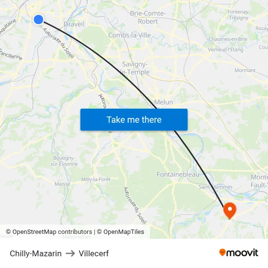 Chilly-Mazarin to Villecerf map