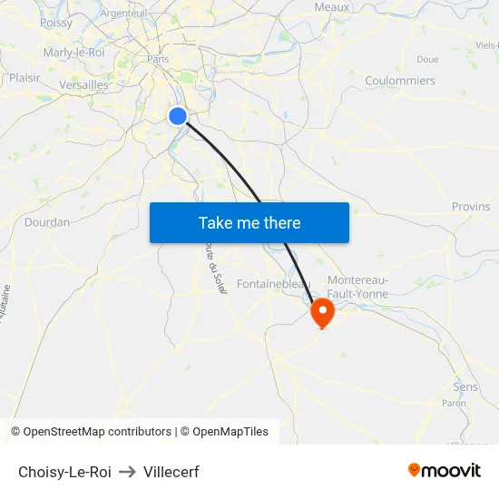 Choisy-Le-Roi to Villecerf map