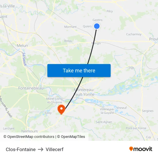 Clos-Fontaine to Villecerf map