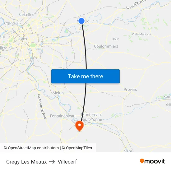 Cregy-Les-Meaux to Villecerf map