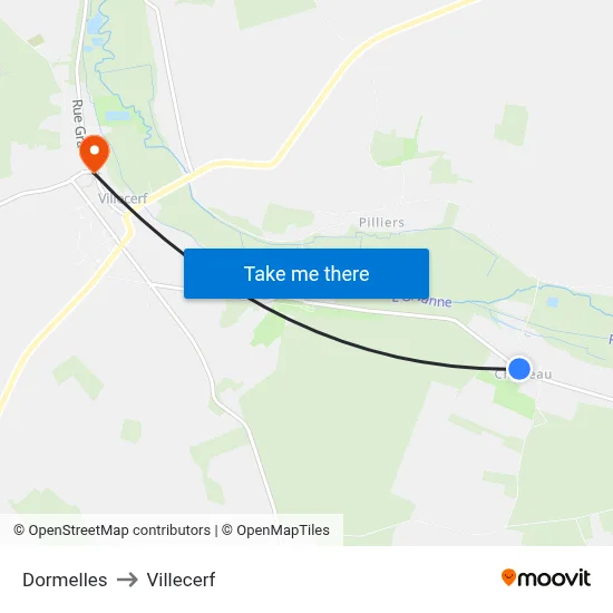 Dormelles to Villecerf map