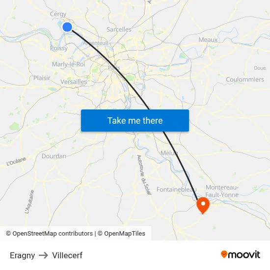 Eragny to Villecerf map