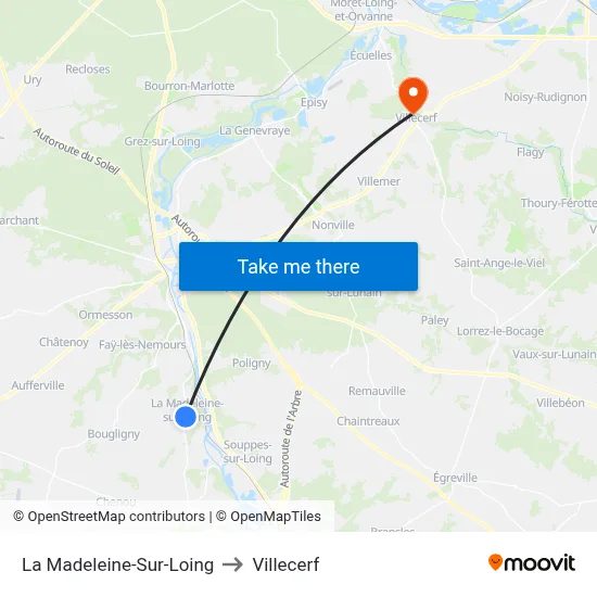 La Madeleine-Sur-Loing to Villecerf map