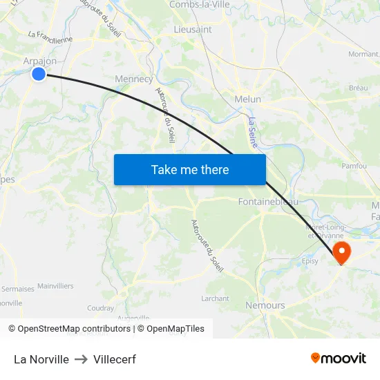 La Norville to Villecerf map