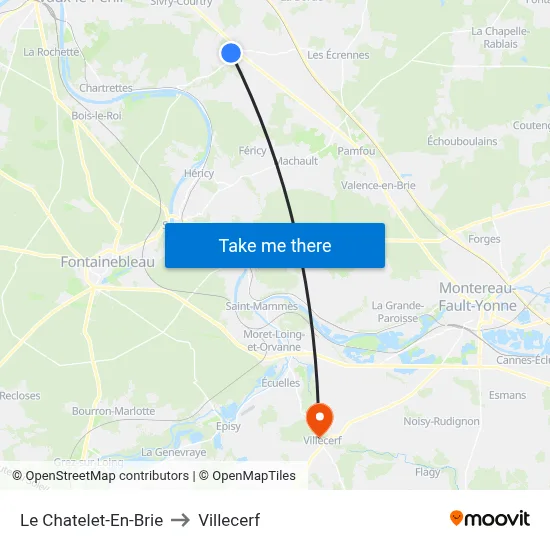 Le Chatelet-En-Brie to Villecerf map
