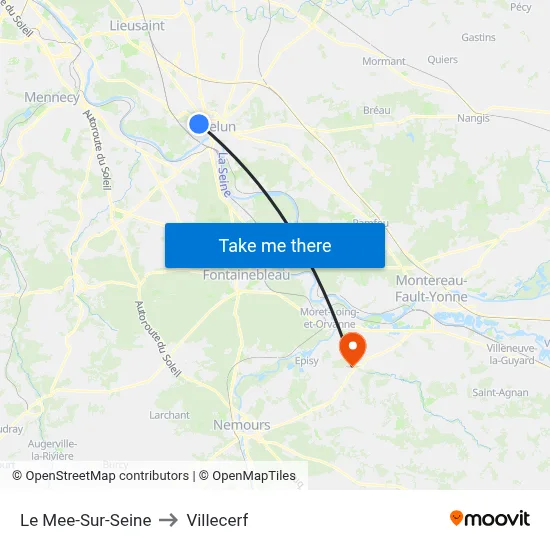 Le Mee-Sur-Seine to Villecerf map