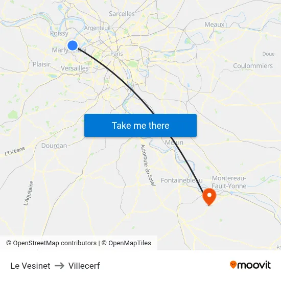 Le Vesinet to Villecerf map