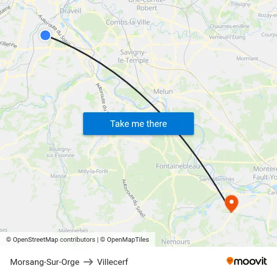 Morsang-Sur-Orge to Villecerf map