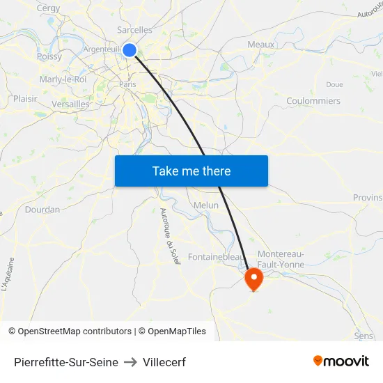 Pierrefitte-Sur-Seine to Villecerf map