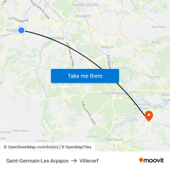 Saint-Germain-Les-Arpajon to Villecerf map